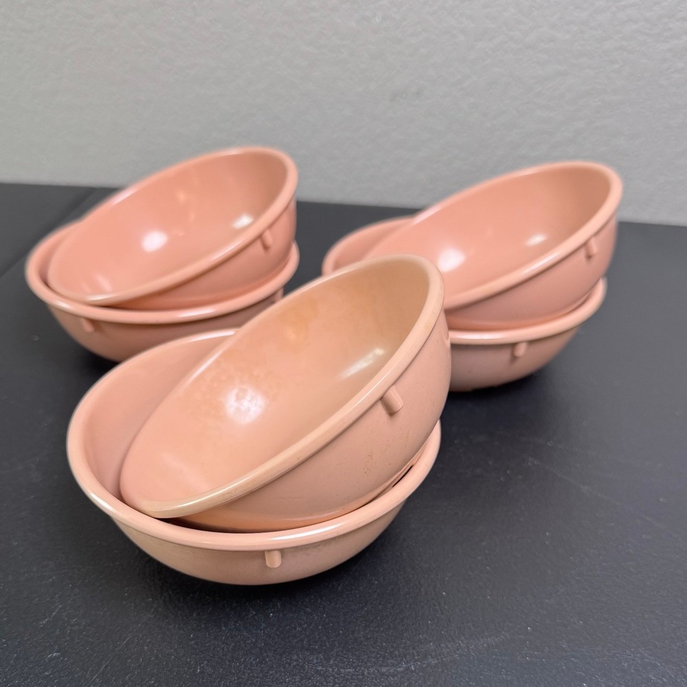 Vintage Dallas Ware Melamine Peach Pink Small Bowls Set of 6 B81 Made in USA‎ #2